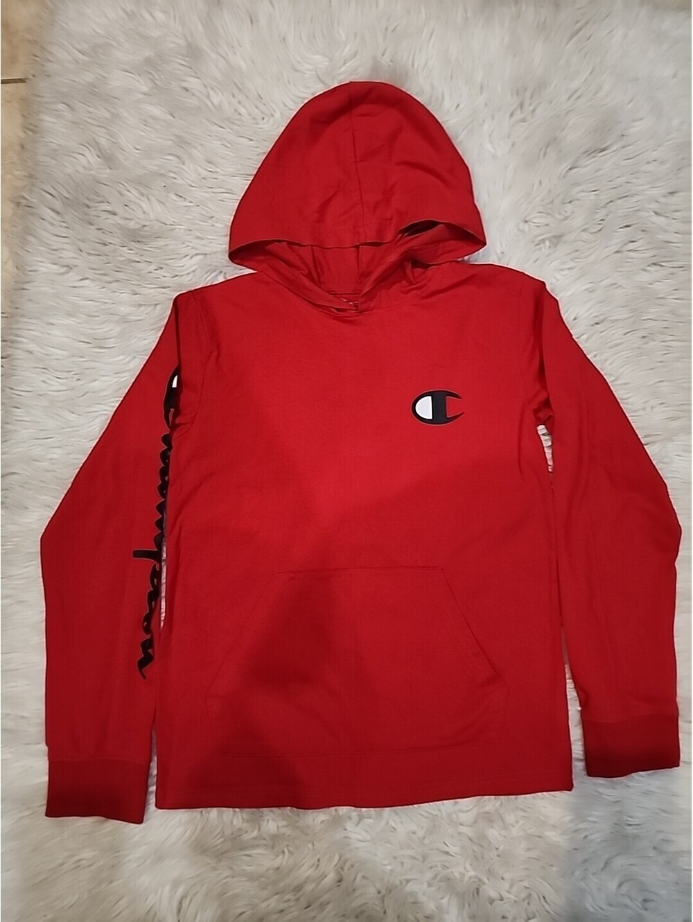 Boys Lightweight Champion Hoodie Size  L 11/12 RN82382 Red China